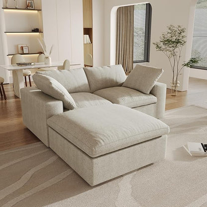 Cloud Modular Sectional Sofa Couch,80.3" L Shaped Convertible Couches with Storage Ottoman for Living Room,Minimalist Deep Sofa Couches,Sofa Covers Washable&Replaceable