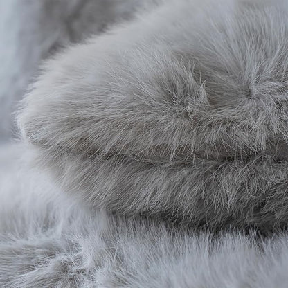 Neelvin Light Grey Faux Fur Cozy Fluffy Double-Sided Decorative Throw Pillow Covers 18x18 inch Set of 2,Velvet Pillowcase Cushion Case for Sofa Couch