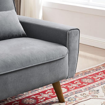 48" Small Loveseat Sofa, Mid Century Modern Love Seat with Back Cushions and Plastic Legs, 2 Seater Couches for Living Room, Bedroom, Small Spaces, Light Grey