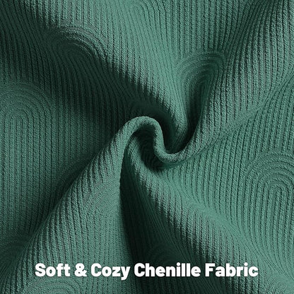 FUTEI Teal Chenille Decorative Throw Pillow Covers 26x26 Inch Set of 2,Soft Cozy Striped Geometric Patterns Euro Pillow Shams,Modern Home Decor for Couch Bed Living Room