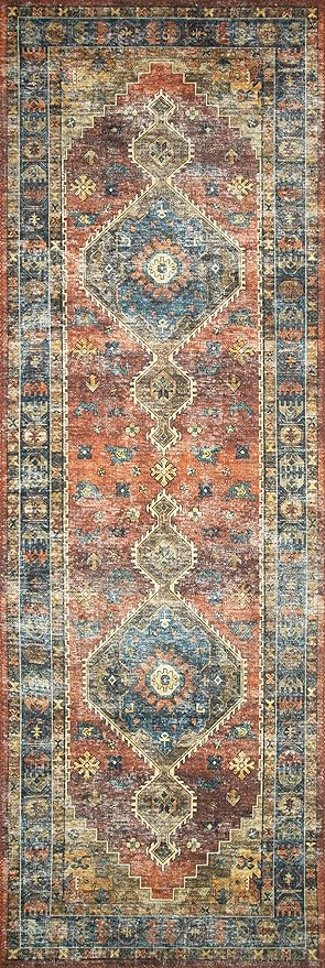 Loloi II Skye Collection SKY-07 Terracotta/Sky 7'-6" x 9'-6" Area Rug