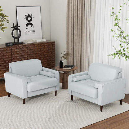 Oversized Accent Chair Set of 1, Corduroy Fabric Mid Century Modern Armchair with Large Seat for Living Room Bedroom Reading