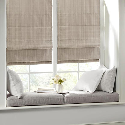 Madison Park Galen Cordless Roman Shade, 23"W x 64"H, Sheen Taupe – Room Darkening, Thermal Insulated, Energy Efficient Window Blind with Subtle Sheen Basketweave Fabric for Privacy