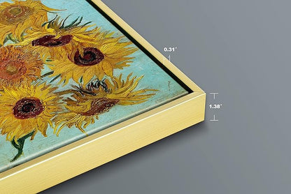 Wieco Art Framed Art Sunflower Large Canvas Prints Wall Art by Vincent Van Gogh Oil Paintings Framed Canvas Wall Art for Living Room Wall Decor Bedroom Home Office Decor
