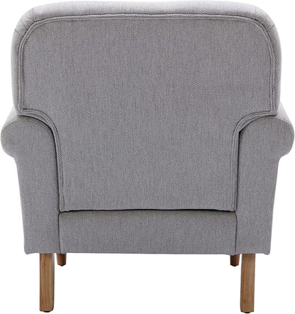 Modern Linen Accent Chairs Set of 2 Comfy Reading Chairs Upholstered Lounge Chair Single Sofa Couch for Bedroom/Living Room, Grey