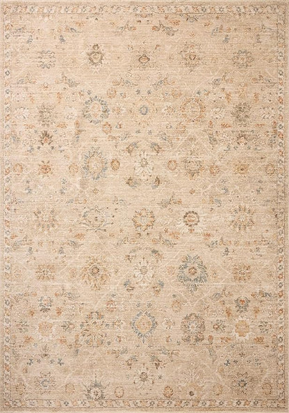 Loloi Chris Loves Julia Palma Collection PLM-11 Natural/Multi 2'-7" x 10'-0" Fringe Runner Rug Vintage Style Boho Living Room Bedroom Carpet