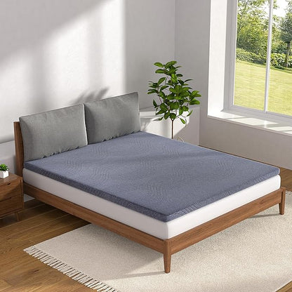 VECELO Gel Infused Memory Foam Mattress Topper Queen Size, 2 Inch Fresh Cooling Mattress Pad with Washable Cover for Queen Mattress, Pain Pressure Relieve Bed Topper, Breathable, Comfort
