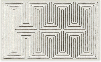 RUGGABLE x Jonathan Adler Machine Washable Modern Area Rug – Labyrinth Camel/Ivory 3x5, Stain-Resistant, Non-Slip – Small Rugs for Living Room, Bedroom, Hallway, Entryway & Office–with Standard Pad