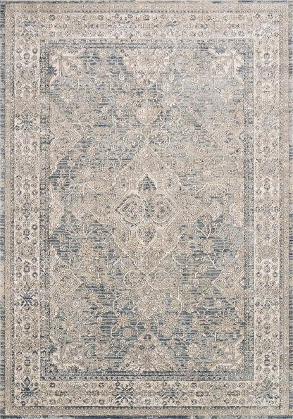 Loloi Teagan Collection TEA-04 Sky/Natural 2'-8" x 7'-6" Runner Rug, Large, Soft Neutral Rug, High-Traffic for Living Room, Bedroom, Home Office, Dining Area