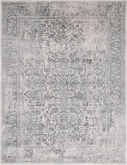 SAFAVIEH Area Rug 11x15 - Evoke Collection - Large - Ivory & Grey, Distressed Design, Non-Shedding & Easy to Clean, Ideal for Living Room, Bedroom, Dining Space (EVK256F)