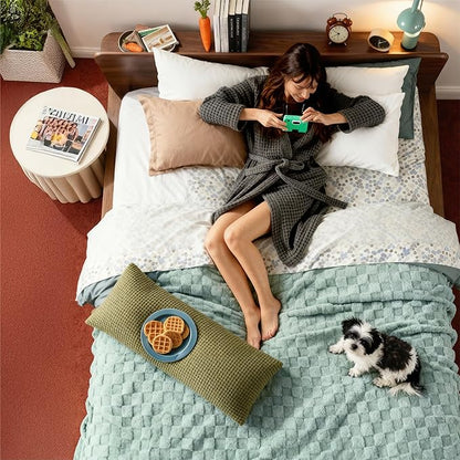 Bedsure GentleSoft Blankets Queen Size for Bed - Super Soft Cozy Blanket for Women Men Girls, Large Fuzzy Fleece Throw for Bedroom Decor, Sage Green, 90x90 Inches