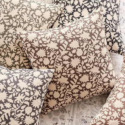 Foindtower Set of 2 Decorative Neutral Floral Throw Pillow Covers Accent Farmhouse Cushion Covers Boho Vintage Pillowcase for Couch Sofa Bedroom Living Room Home Decor,24×24 Inch,Brown