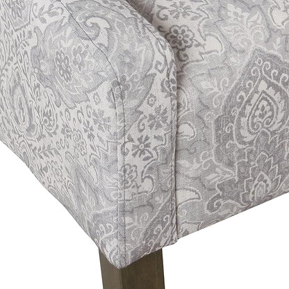 Homepop Home Decor | Upholstered Classic Swoop Arm Accent Chair | Accent Chairs for Living Room & Bedroom | Decorative Home Furniture, Gray Damask