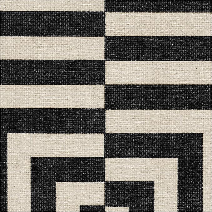 RUGGABLE x Jonathan Adler Machine Washable Modern Area Rug – Op Art Charcoal 5x7, Stain-Resistant, Non-Slip – Medium Rugs for Living Room, Bedroom, Hallway, Entryway & Office–with Cushioned Pad