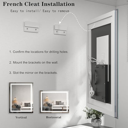 72x36 Large LED Mirror for Wall, Lighted Bathroom Vanity Mirror with Lights, Anti-Fog, Dimmable, Shatterproof, Memory, ETL Listed (Backlit + Front Lighted)