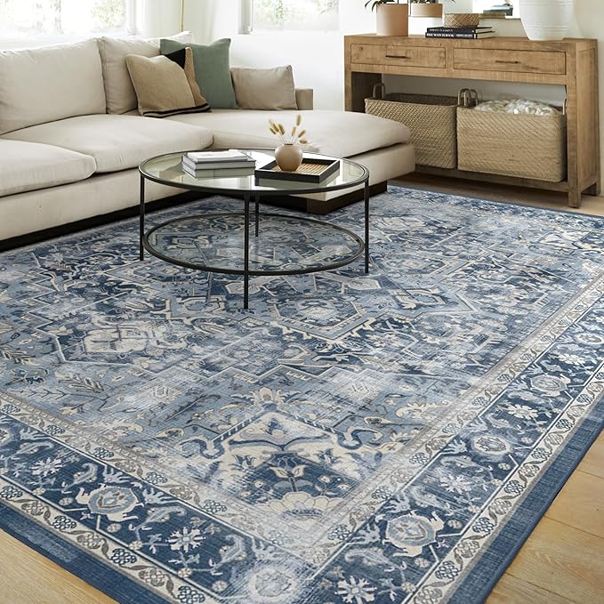 RUGGABLE Washable Area Rug – Outdoor Kamran Sunset Orange 3x5, Stain-Resistant, Non-Slip – Small Machine Washable Rugs for Entryway, Patio, Balcony, Deck, & Porch–with Standard Pad