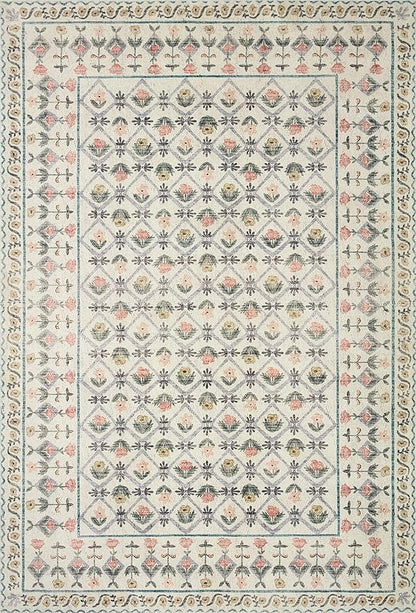 Loloi Rifle Paper Co. Eden Collection EDE-03 Lattice Ivory 7'-6" x 9'-6" Area Rug feat. CloudPile™