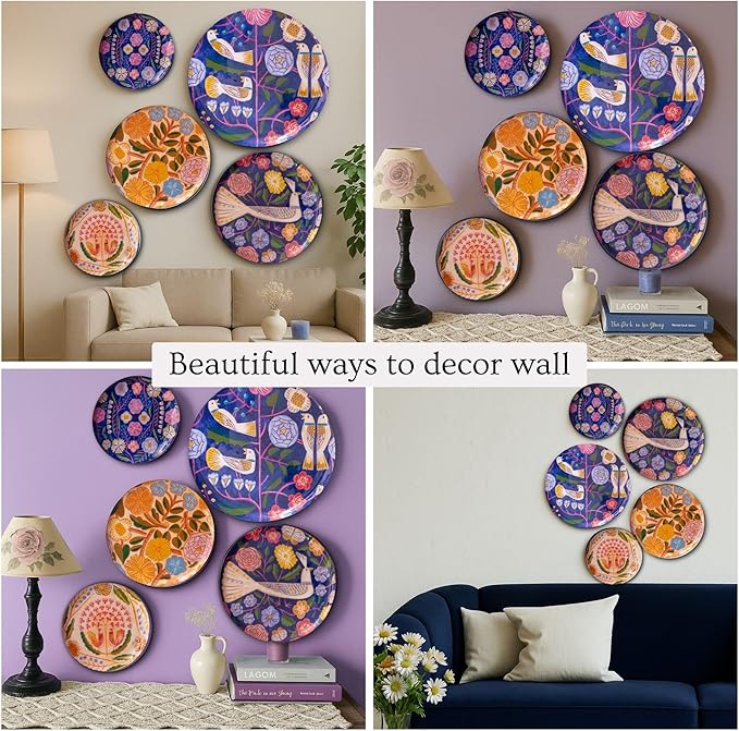 RITUALISTIC Kashmiri Wall Plates for Home Decoration | Wall Decor items for living room | Metal wall décor | Gift items for unisex | Wall art | Home Décor & Christmas Gift Items | Set of 5 plates