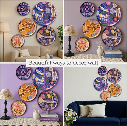 RITUALISTIC Kashmiri Wall Plates for Home Decoration | Wall Decor items for living room | Metal wall décor | Gift items for unisex | Wall art | Home Décor & Christmas Gift Items | Set of 5 plates
