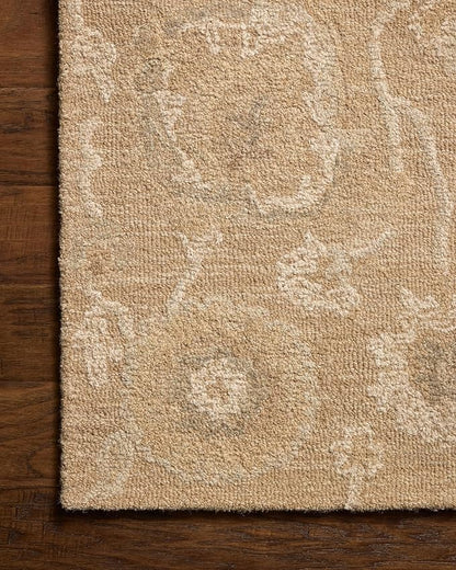 Loloi Chris Loves Julia Dorothea Collection DRT-01 Sand/Pebble 2'-3" x 3'-9" Accent Rug Wool Neutral Floral Living Room Bedroom Carpet