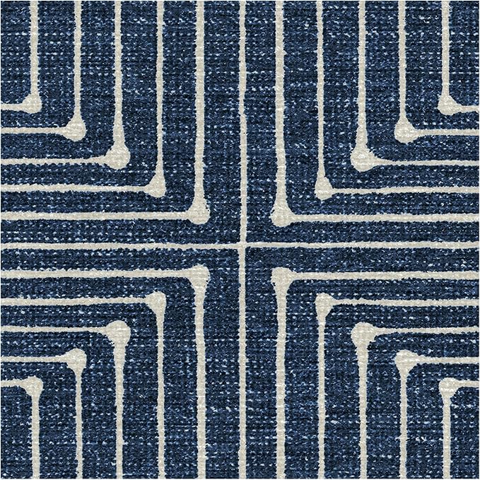 RUGGABLE x Jonathan Adler Machine Washable Modern Area Rug– Inkdrop Lapis Blue 6 ft Round, Stain-Resistant, Non-Slip–Medium Rugs for Living Room, Bedroom, Hallway, Entryway & Office–with Standard Pad