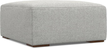 SIMPLIHOME Rex Modular Sofa and Ottoman Set in 100% Recycled Polyester Tightly Woven Performance Fabric, Pale Grey, 88-inch-Wide 2-Seater Couch and Matching 34-inch-Wide Table Ottoman for Living Room