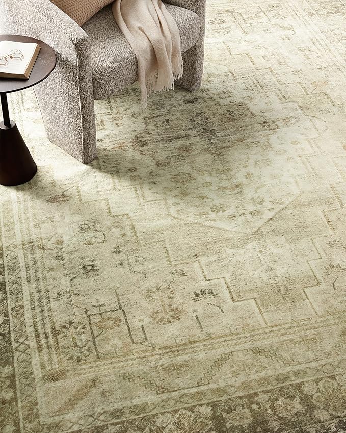 Loloi Magnolia Home by Joanna Gaines Banks Collection BAN-06 Natural/Granite 2'-6" x 7'-6", .13" Pile Height, Machine Washable, Runner Rug