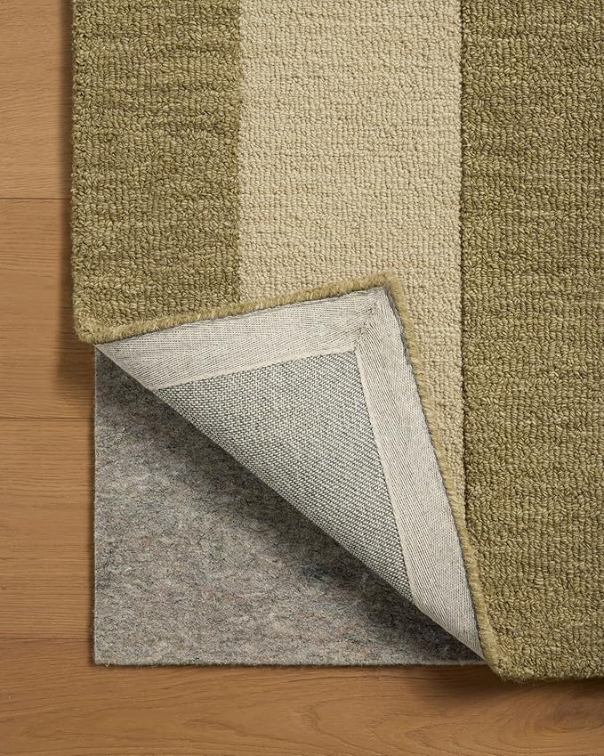Loloi Leanne Ford Craven Collection CVN-01 Light Olive/Oatmeal 8'-6" x 11'-6" Area Rug Geometrical, Patterned, Neutral, Living Room, Bedroom, Dining Room