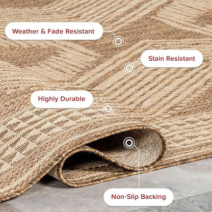 Nuloom Ranya Light Brown/Ivory, 3' 6" x 5', Tribal Geometric, Soft and Cozy, High Traffic, Stain Resistant, Easy Clean, Durable Area Rug for Indoor/Outdoor Patio, Deck, Porch, Garden, Courtyard