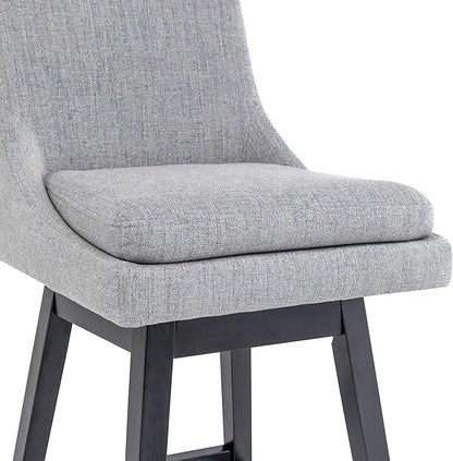 Bar Stools Set of 2, 26 Inch Upholstered Barstools with 14.2" High Back and Footrest, Swivel Counter Height Barstools for Kitchen Island Home Bar Performance Fabric Gray