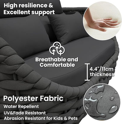 4 Pieces Outdoor Patio Furniture Set, All Weather Textilene Patio Conversation Set Patio Sofa and Loveseat Set with Table Cushions for Bistro Poolside Garden Backyard Hotel - Dark Gray