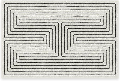 RUGGABLE x Jonathan Adler Machine Washable Modern Area Rug– Labyrinth Black/Ivory 2x3, Stain-Resistant, Non-Slip – Small Rugs for Living Room, Bedroom, Hallway, Entryway & Bathroom–with Cushioned Pad