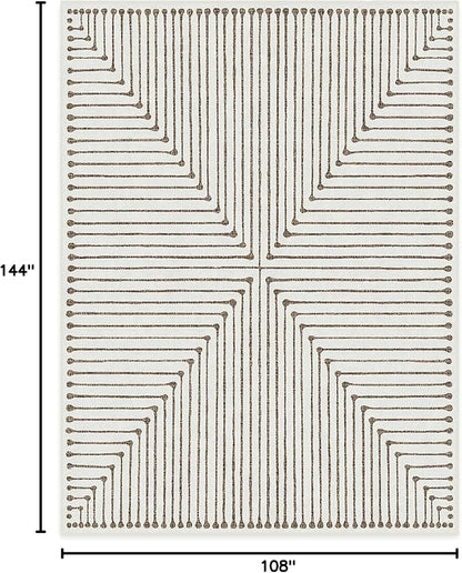 RUGGABLE x Jonathan Adler Machine Washable Modern Area Rug – Inkdrop Camel & Ivory 9x12, Stain-Resistant, Non-Slip – Large Rugs for Living Room, Bedroom, Hallway, Entryway & Office–with Standard Pad