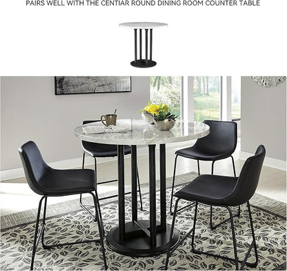 Signature Design by Ashley Centiar 24" Counter Height Modern Bucket Barstool, 2 Count, Black
