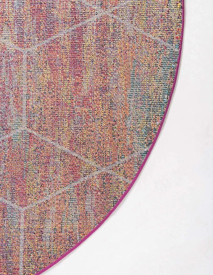 Unique Loom Trellis Frieze Collection Area Rug - Geometric (4' Round, Multi/ Ivory)
