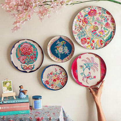 RITUALISTIC Birds of Paradise Iron Wall Art Plates – Set of 5 Decorative Plates | Floral & Nature-Inspired Metal Wall Decor | Wall Hanging for Living Room & Home Aesthetic Accent | Christmas gifts
