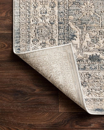 Loloi Teagan Collection TEA-04 Sky/Natural 3'-4" x 5'-7" Accent Rug, Large, Soft Neutral Rug, High-Traffic for Living Room, Bedroom, Home Office, Dining Area