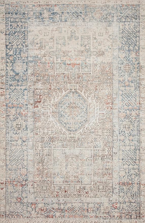 Loloi Chris Loves Julia Jules Collection JUL-07 Natural/Ocean 8'-6'' x 11'-6'', .13" Pile Height, Area Rug