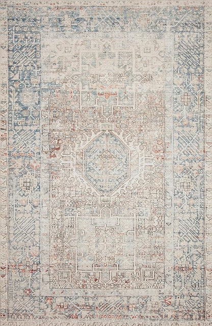 Loloi Chris Loves Julia Jules Collection JUL-07 Natural/Ocean 2'-6'' x 7'-6'', .13" Pile Height, Runner Rug