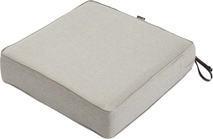 Classic Accessories Montlake Water-Resistant 25 x 25 x 5 Inch Square Outdoor Seat Cushion, Patio Furniture Chair Cushion, Heather Grey, Outdoor Cushion Cover