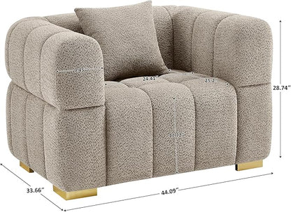 VANOMi Oversized Accent Chairs Set of 2, Boucle Arm Chair with Deep Seat, Oversized Comfy Reading Chair for Living Room, Bedroom, Office, Apartment，Camel (2 Piece)