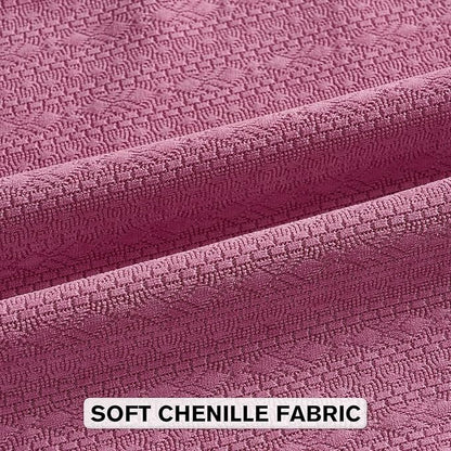 FUTEI Hot Pink Chenille Throw Pillow Covers 16x16 Inch Set of 2,Soft Striped & Diamond Textured Cushion Cases,Modern Home Decor for Couch Living Room