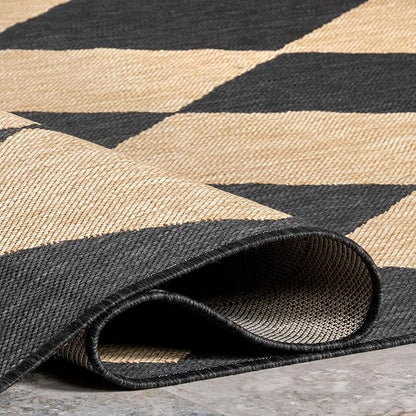 nuLOOM 8' Square Outdoor Performance Area Rug, Stain Resistant, Weather Resistant, High Traffic, Patio, Balcony, Outside, Sabina Dark Grey