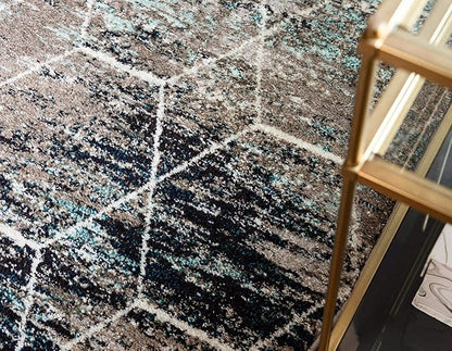 Unique Loom Trellis Frieze Collection Area Rug - Geometric (7' Round, Blue Multi/ Ivory)