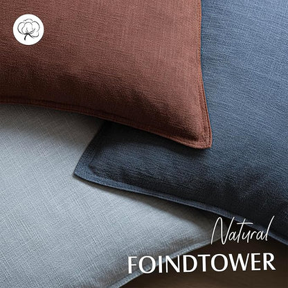 Foindtower Pack of 2, Decorative Linen Soild Throw Pillow Covers Soft Accent Euro Cushion Case Boho Farmhouse Pillowcase for Chair Couch Sofa Bedroom Living Room Home Decor 20 x 20 Inch Rust Red