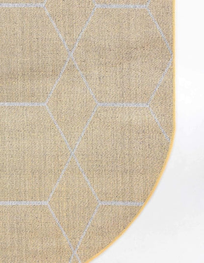 Unique Loom Trellis Frieze Collection Area Rug - Geometric (5' x 8' Oval, Yellow/ Ivory)