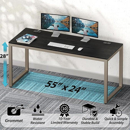 SHW 55-Inch Commercial-Grade Office Computer Desk, Espresso
