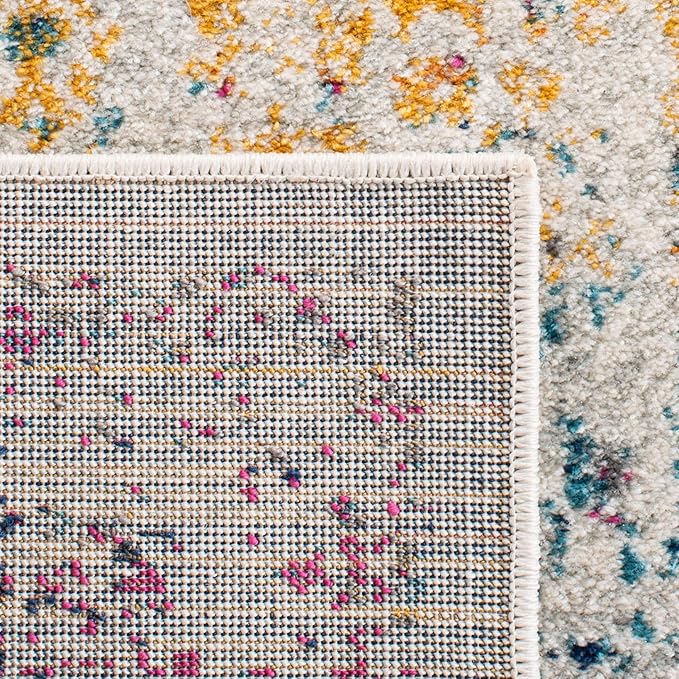 SAFAVIEH Evoke Collection 8' x 10' Ivory / Fuchsia EVK256Q Oriental Distressed Non-Shedding Living Room Bedroom Dining Home Office Area Rug