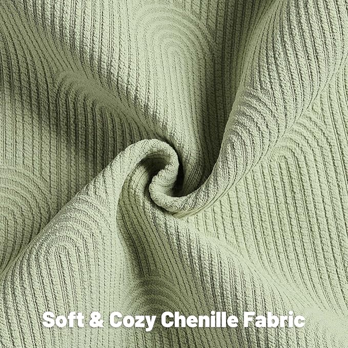 FUTEI Sage Green Chenille Decorative Throw Pillow Covers 24x24 Inch Set of 2,Soft Cozy Striped Geometric Patterns European Cushion Case,Modern Home Decor for Couch Bed Living Room