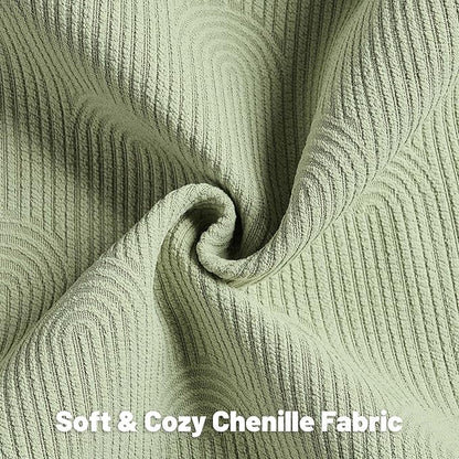 FUTEI Sage Green Chenille Decorative Throw Pillow Covers 24x24 Inch Set of 2,Soft Cozy Striped Geometric Patterns European Cushion Case,Modern Home Decor for Couch Bed Living Room